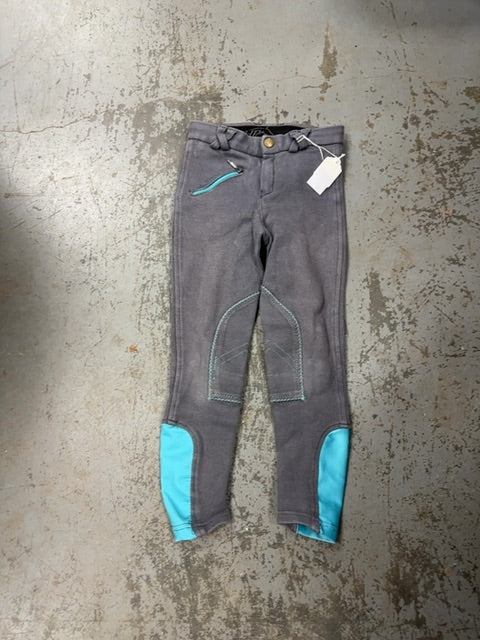 QHP Children's Breeches, small grey/teal